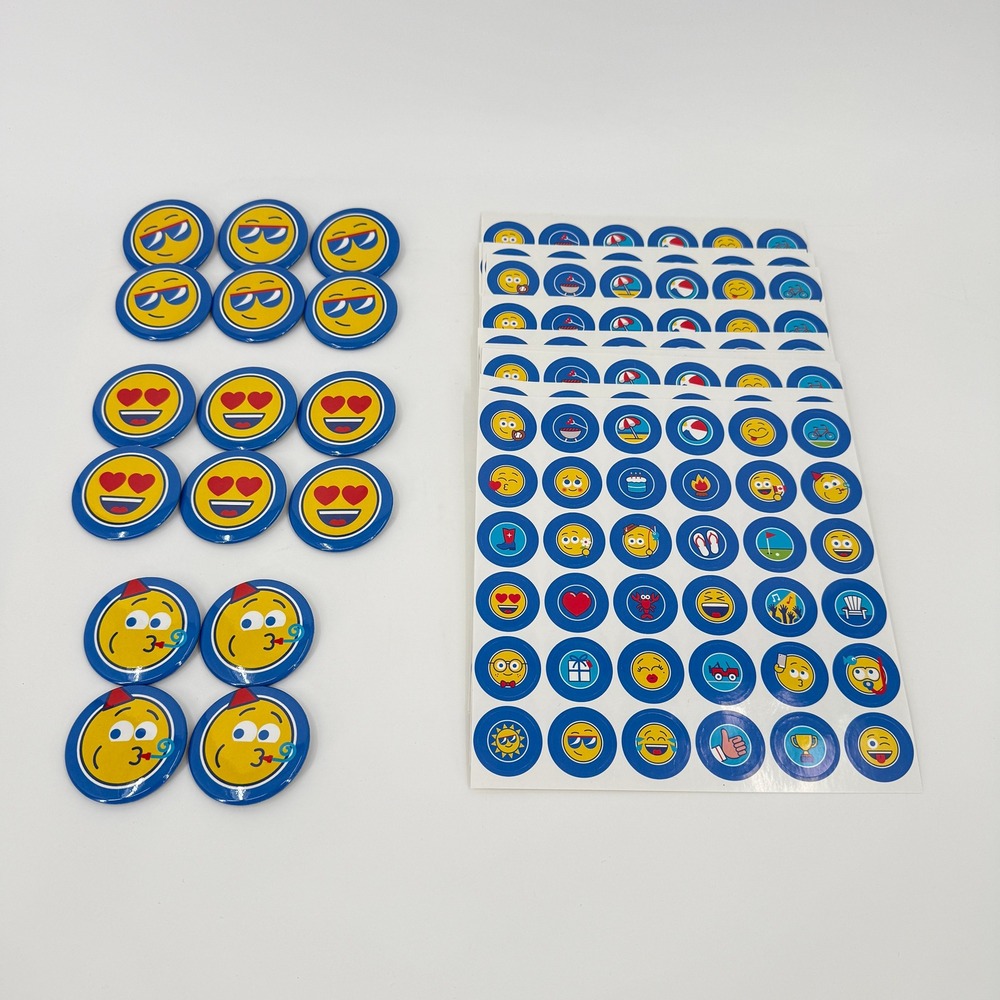 Pepsi Emoji Pinback Buttons 40 Sticker Sheets 2016 Soda Advertising Promo Lot